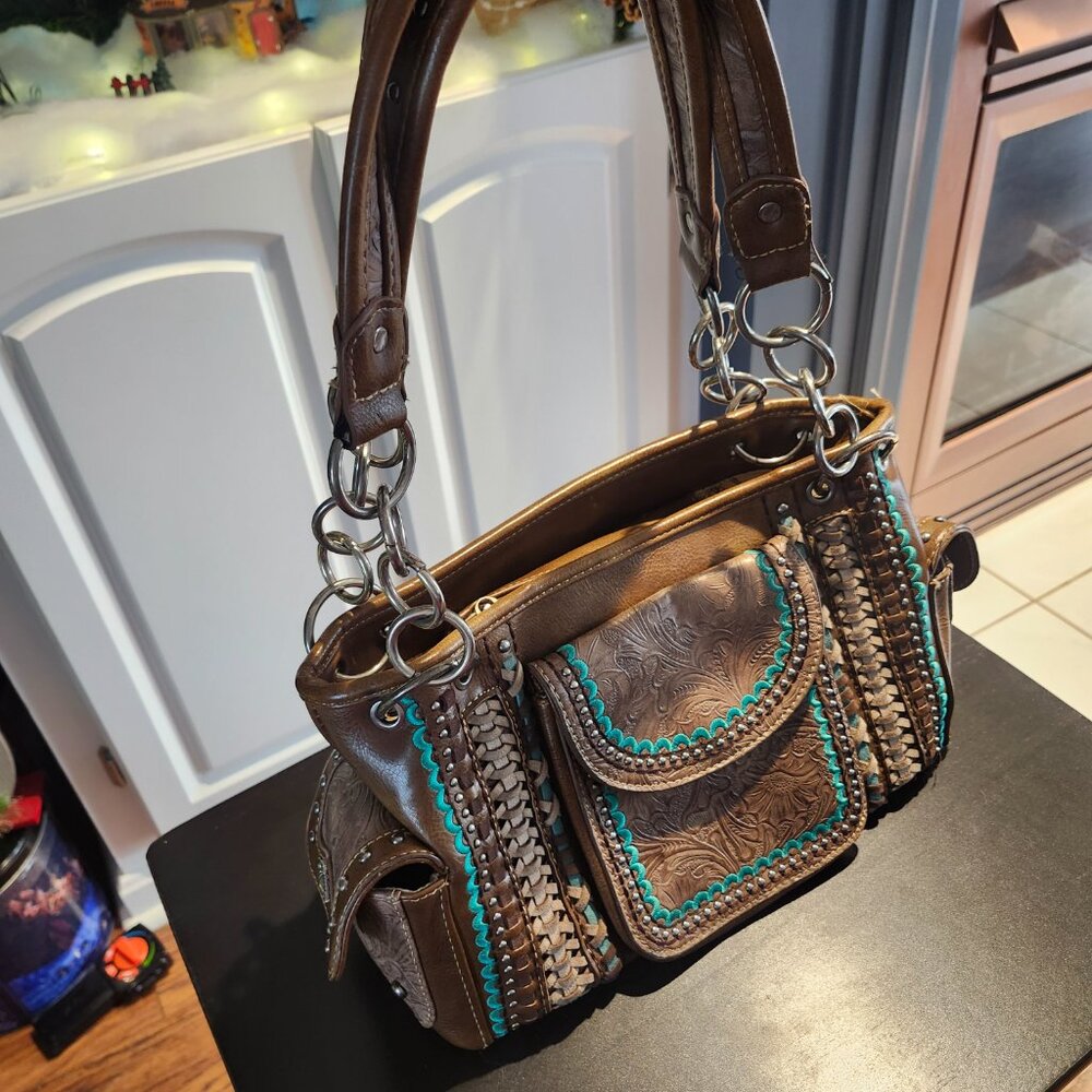 Montana West Purse / Brown and Turquoise - Picture 2 of 13